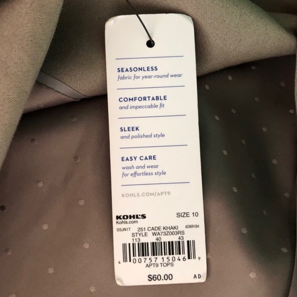 NWT Apt 9 Torie Khaki Blazer Size 10 - Picture 4 of 4